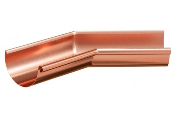 Водосток Aquasistem, система 125x90 - Угол желоба внутренний медный 135° купить в Калаче-на-Дону