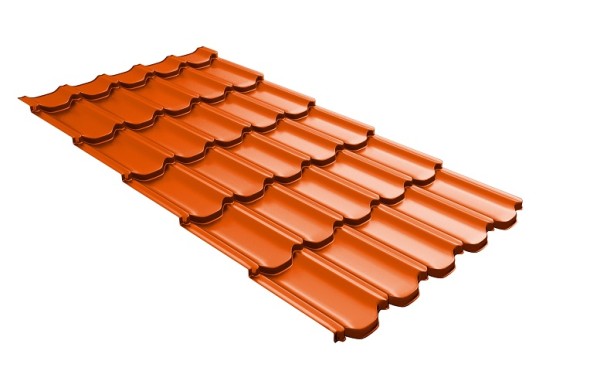 Металлочерепица квинта плюс с 3D резом 0,45 PE RAL 2004 оранжевый купить в Калаче-на-Дону
