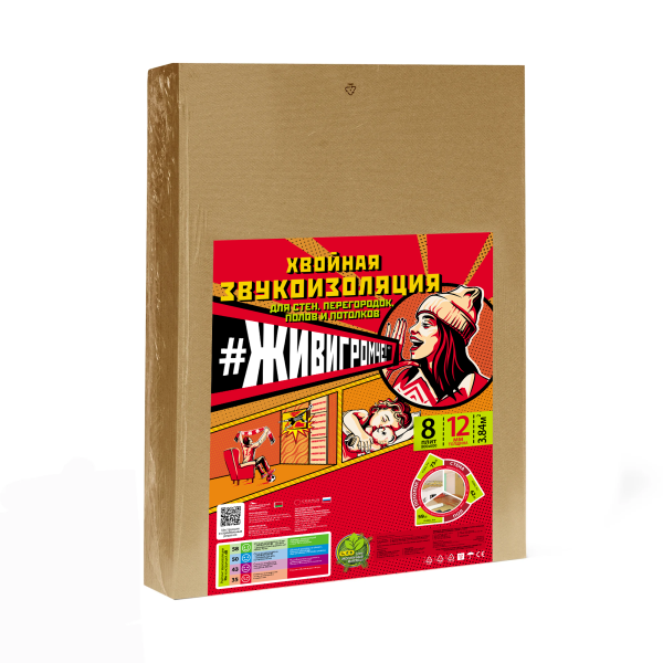 Хвойная звукоизоляция под гипсокартон #ЖИВИГРОМЧЕ! 800х600х12 мм (3,84м2) купить в Калаче-на-Дону