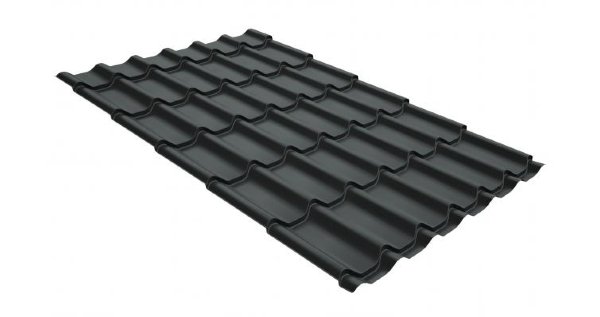 Металлочерепица классик GL 0,5 GreenCoat Pural Matt RR 23 темно-серый (RAL 7024 мокрый асфальт) купить в Калаче-на-Дону