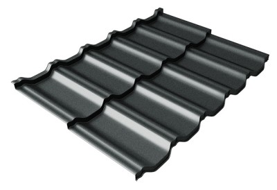 Металлочерепица модульная Квинта Uno Grand Line c 3D резом 0,5 Atlas RAL 7016 антрацитово-серый