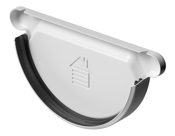 Заглушка желоба D125 Döcke STAL PREMIUM Пломбир, (RAL 9010) купить в Калаче-на-Дону