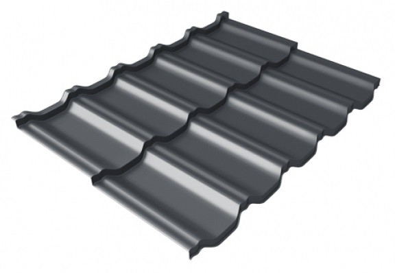 Металлочерепица модульная Квинта Uno Grand Line c 3D резом 0,5 Satin Мatt RAL 7024 мокрый асфальт купить в Калаче-на-Дону