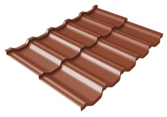 Металлочерепица модульная Квинта Uno Grand Line c 3D резом 0,5 Satin Мatt RAL 8004 терракота купить в Калаче-на-Дону