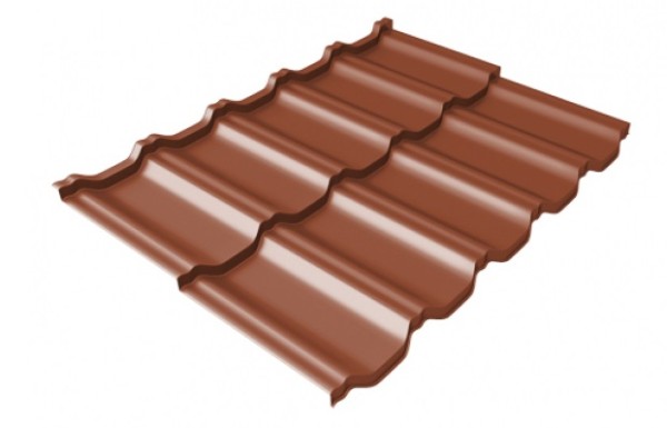 Металлочерепица модульная Квинта Uno Grand Line c 3D резом 0,45 PE RAL 8004 терракота купить в Калаче-на-Дону