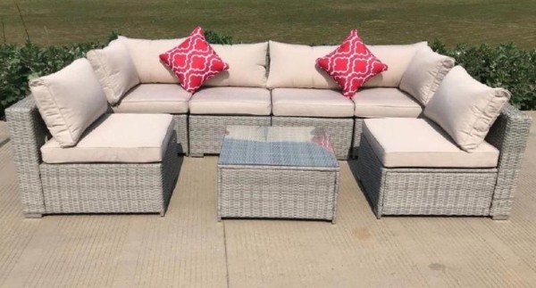 Диван-Трансформер AFINA модульный плетеный из иск. ротанга YR822BgB Grey/Beige купить в Калаче-на-Дону