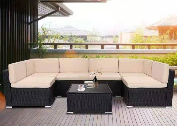 Диван-Трансформер AFINA модульный плетеный из иск. ротанга YR822_Black/Beige купить в Калаче-на-Дону