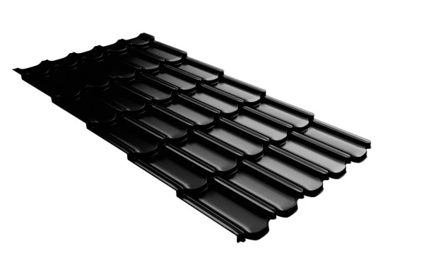 Металлочерепица квинта плюс с 3D резом 0,5 GreenСoat Pural Matt RR 33 черный (RAL 9005 черный) купить в Калаче-на-Дону