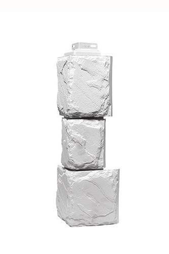 Угол наружный «Камень крупный»  Мелованный белый купить в Калаче-на-Дону