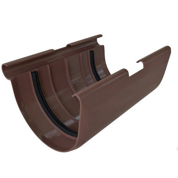 Водосток Альта-Профиль ПВХ – Соединитель желоба (коричневый) купить в Калаче-на-Дону