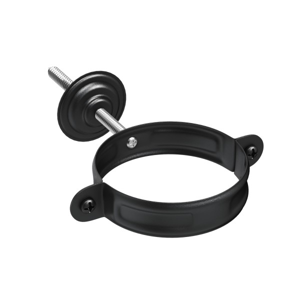 Водосток Aquasistem, система 125x90 - Комплект крепления трубы RAL 9005 Чёрный купить в Калаче-на-Дону