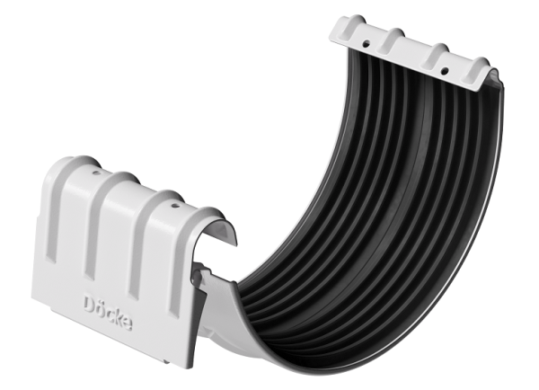 Соединитель желобов D125 Döcke STAL PREMIUM Пломбир, (RAL 9010) купить в Калаче-на-Дону